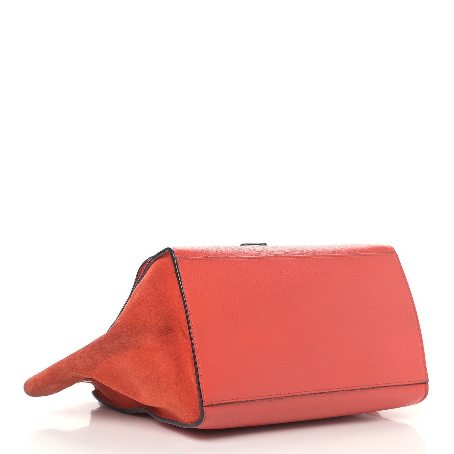 Drummed Calfskin Suede Medium Trapeze Coquelicot