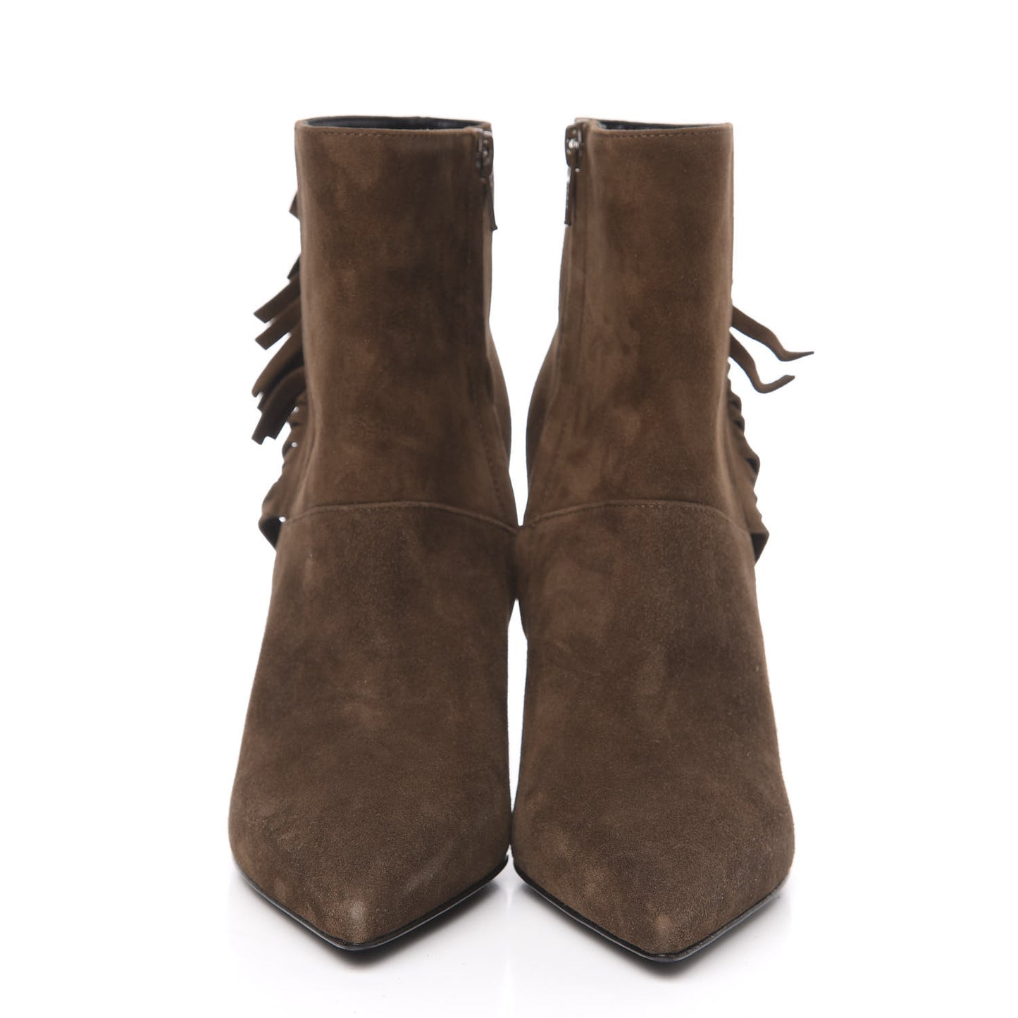 Suede Paris Fringe Ankle Boots 35.5 Brown