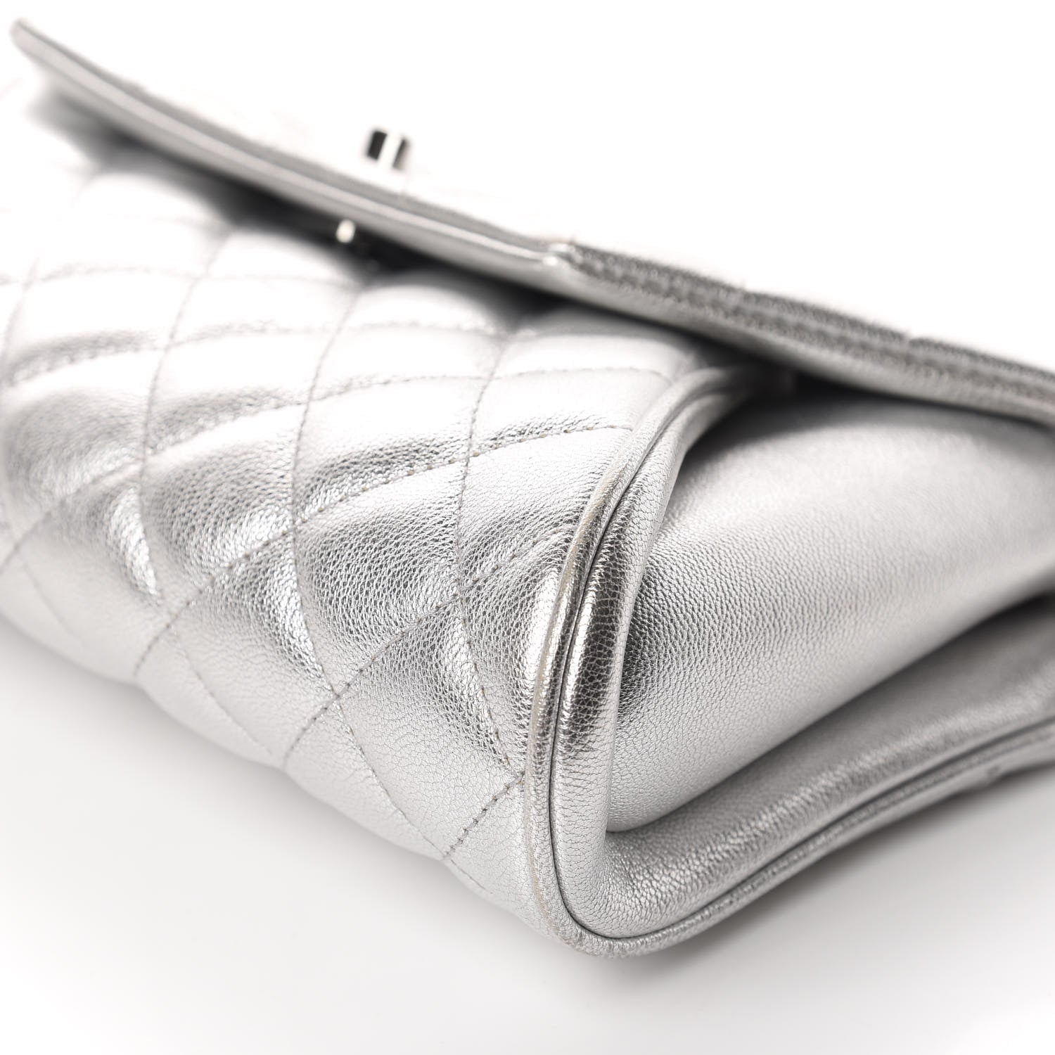 Chanel Metallic Calfskin Quilted Fold Up Again Clutch Silver 7 of 11