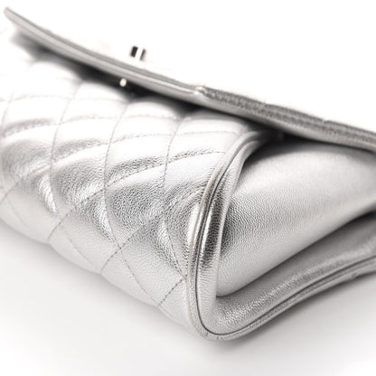 Chanel Metallic Calfskin Quilted Fold Up Again Clutch Silver 7 of 11