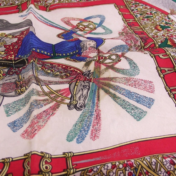 Hermes Silk Vintage Equestrian Pocket Square 2 of 9
