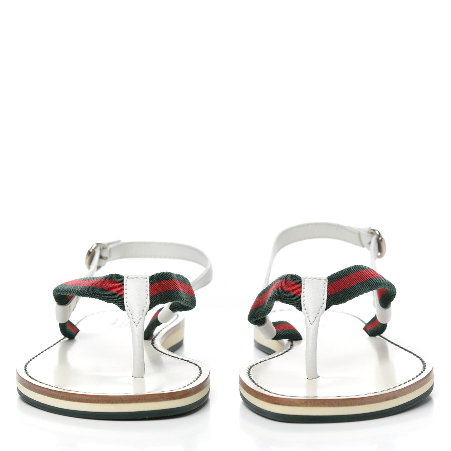 Calfskin Web Thong Sandals 35 White
