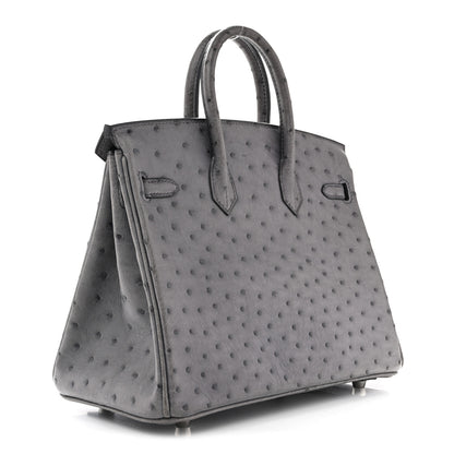 Hermes Ostrich Birkin 25 Gris Agate 3 of 15