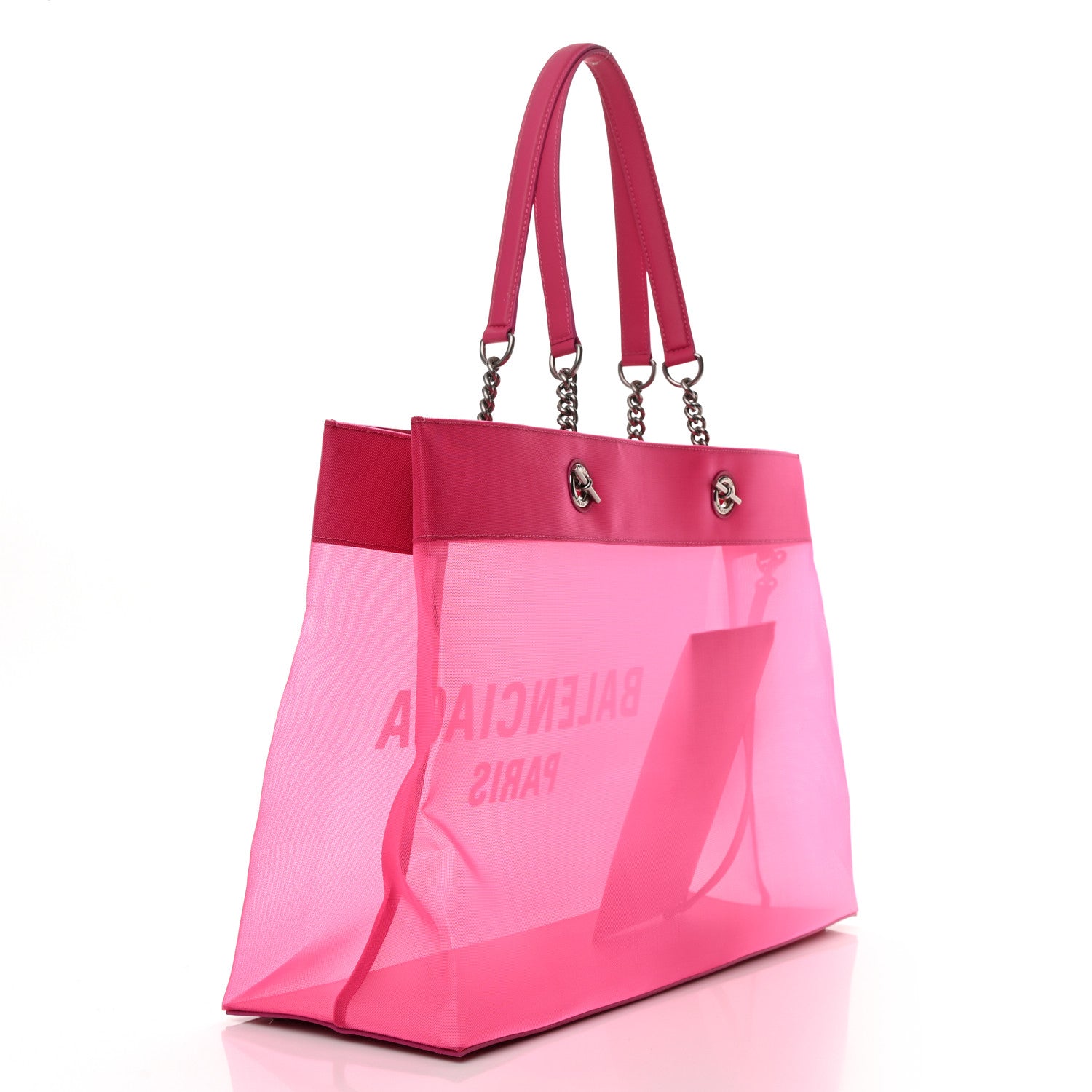 Balenciaga Mesh Large Duty Free Tote Fuchsia White 4 of 15