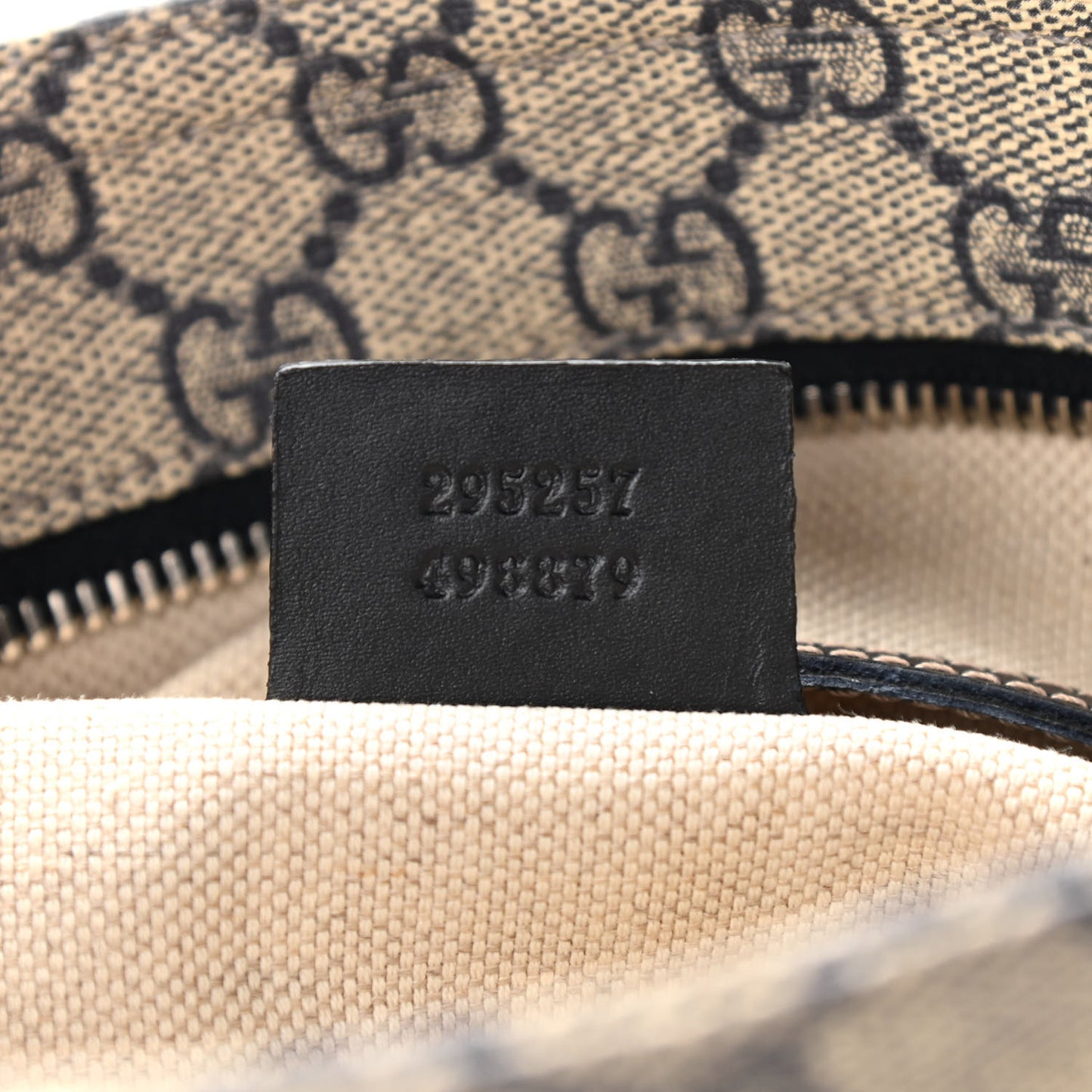 GG Supreme Monogram Small Flat Side Zip Messenger Bag Beige Blue