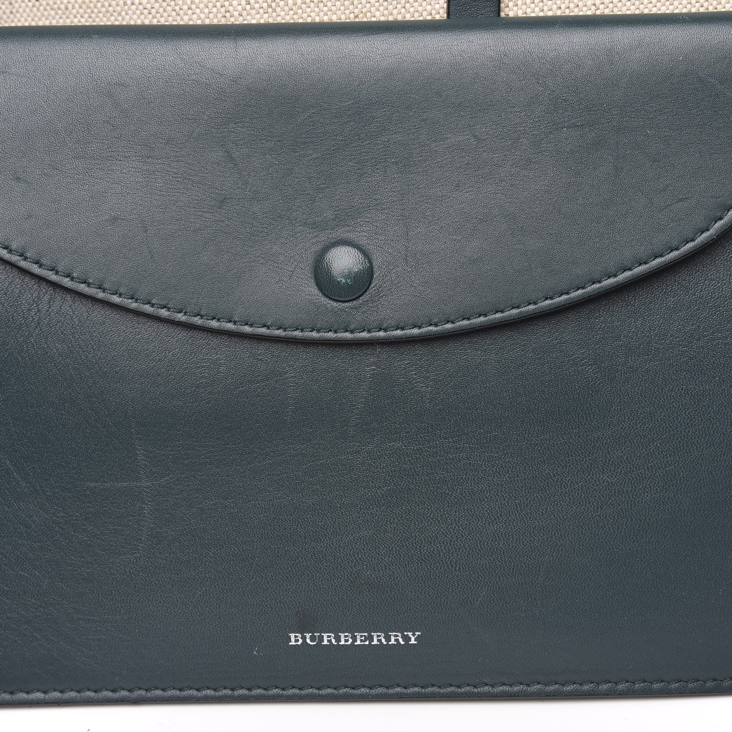Burberry Calfskin Linen The Large Bucket Bag Dark Cyan 10 of 11