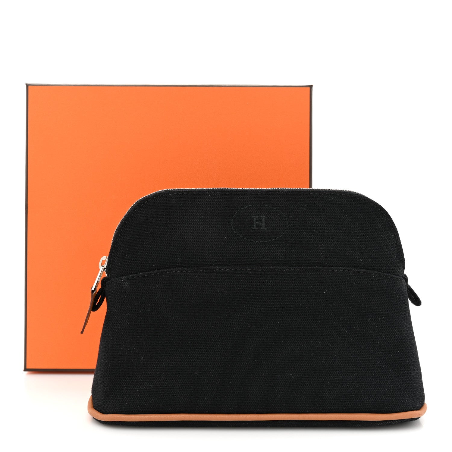 Hermes Cotton Canvas Mini Bolide Travel Cosmetic Pouch Black 9 of 9