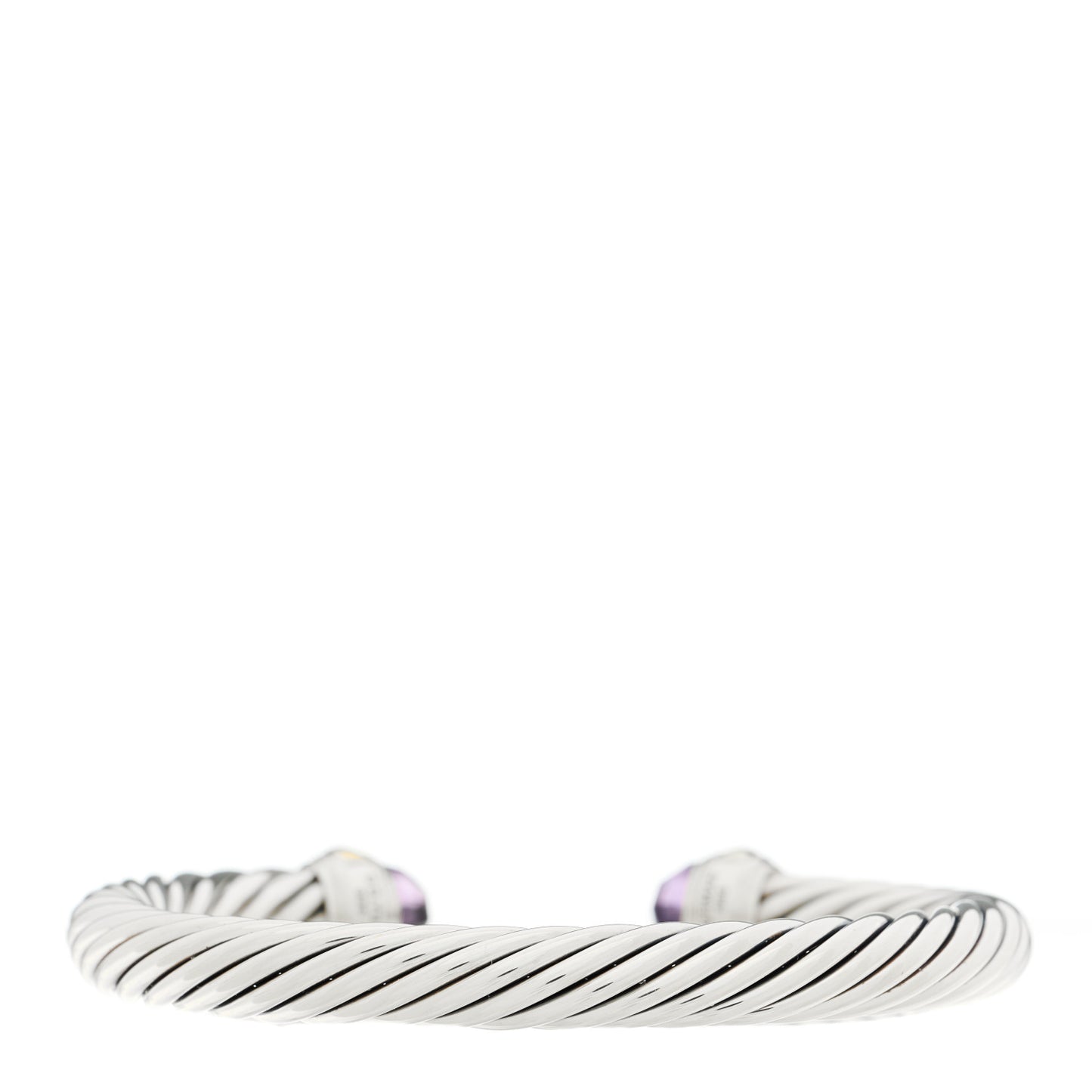 Sterling Silver 14K Yellow Gold Amethyst 7mm Cable Classics Bracelet