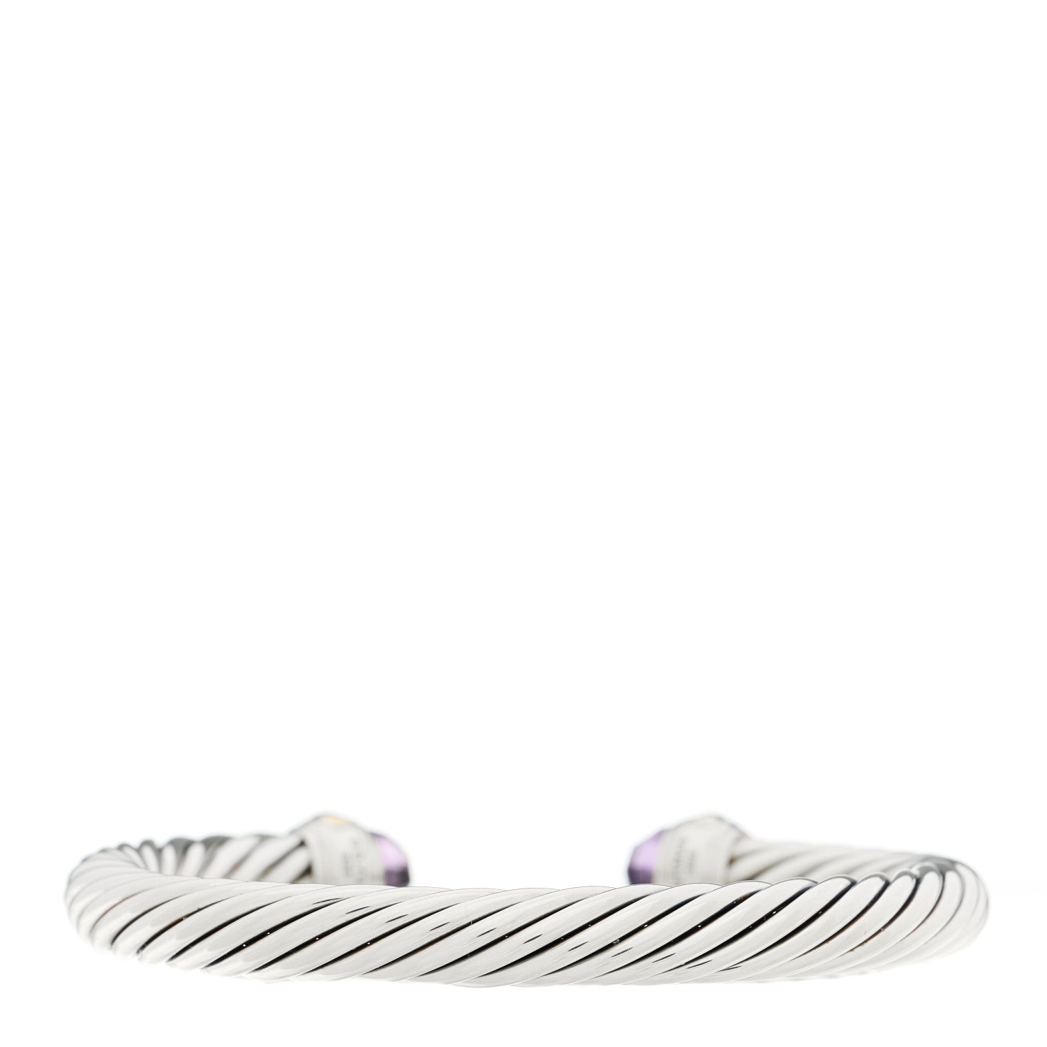 David Yurman Sterling Silver 14K Yellow Gold Amethyst 7mm Cable Classics Bracelet 2 of 3