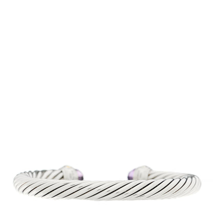 David Yurman Sterling Silver 14K Yellow Gold Amethyst 7mm Cable Classics Bracelet 2 of 3
