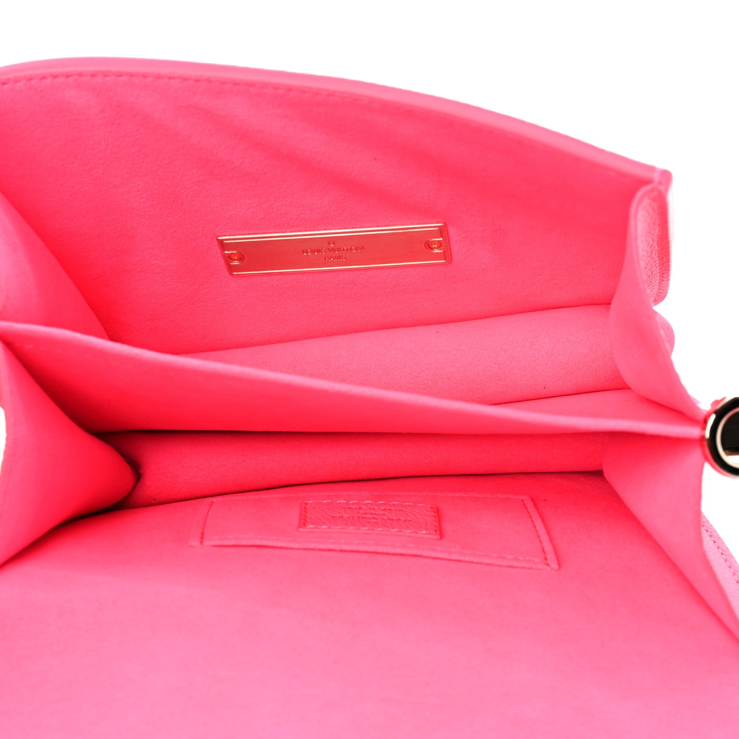 Louis Vuitton Grained Calfskin Tufted Monogram Mini Dauphine Fluo Pink 5 of 10