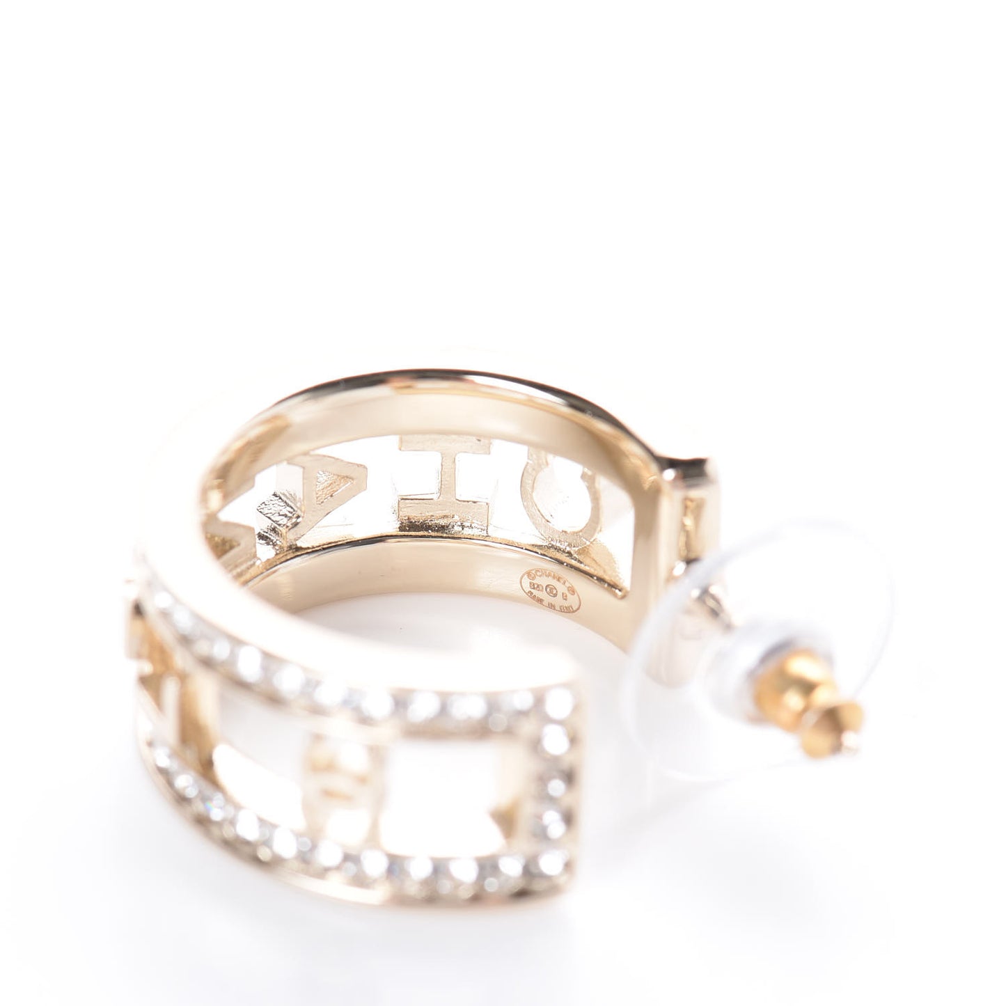Metal Crystal Bow-tiful CC Hoop Earrings Gold
