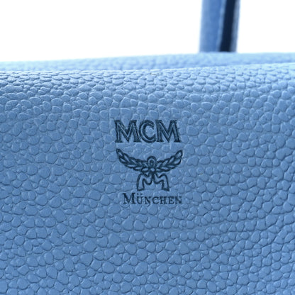 MCM Grained Calfskin Medium Milla Tote Tile Blue 10 of 15
