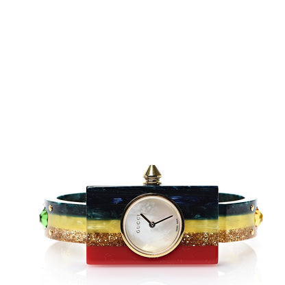 Gucci Stainless Steel Plexiglass Mother of Pearl 24mm Rainbow Quartz Watch 2 of 6