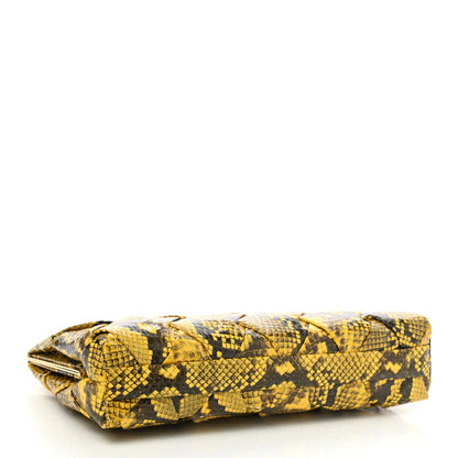 Nancy Gonzalez Snakeskin Woven Large Frame Chain Clutch Yellow 4 of 8
