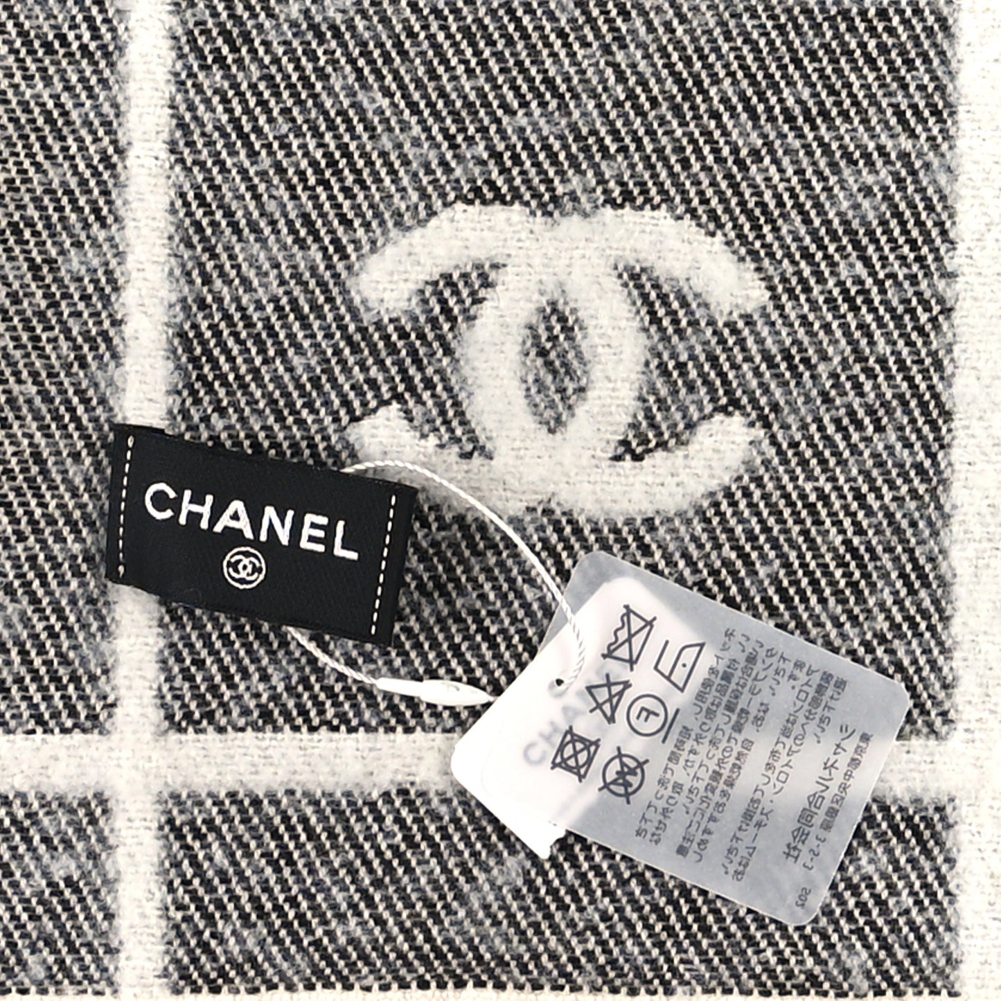 Wool Cashmere CC Scarf White Grey