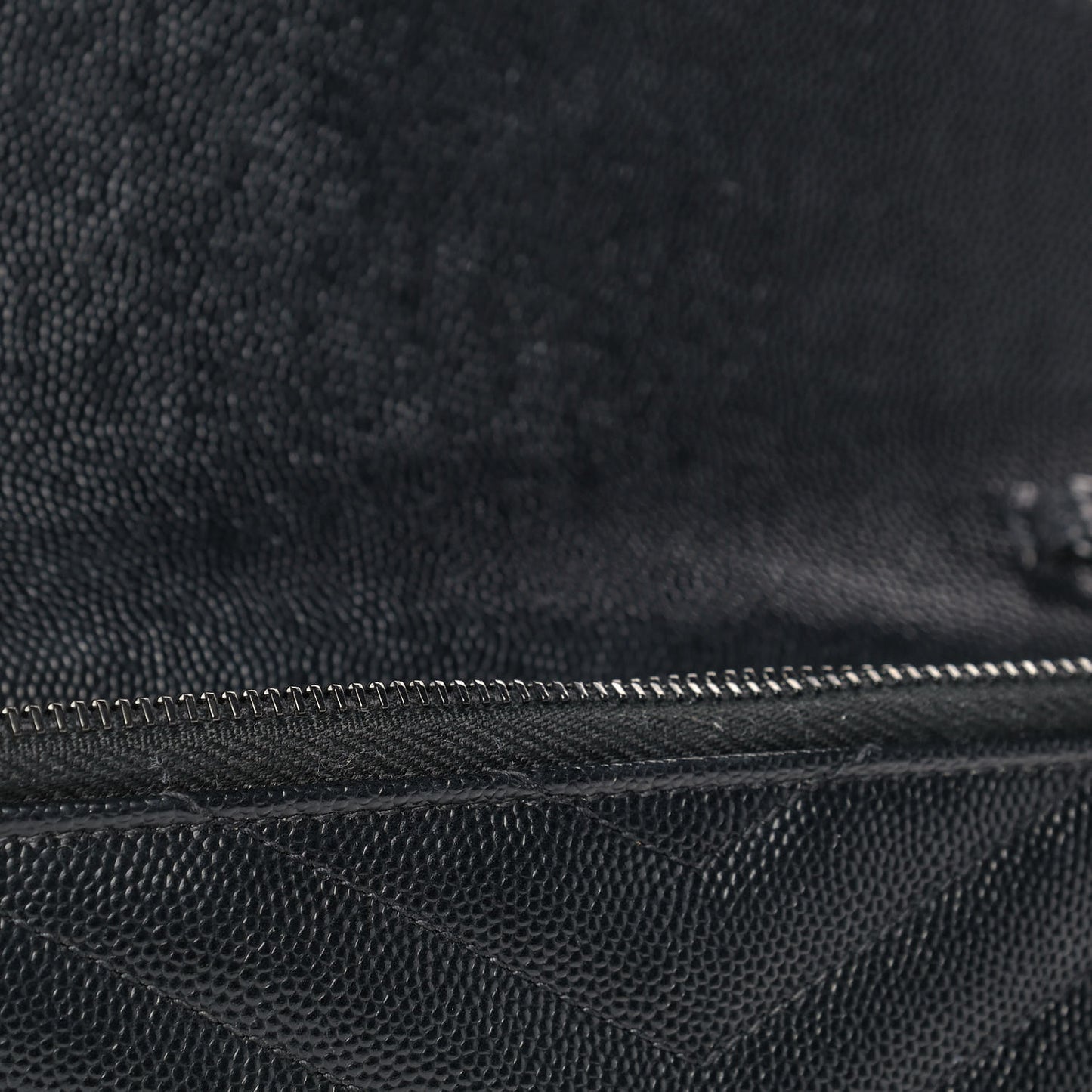 Grain De Poudre Matelasse Chevron Monogram Envelope Chain Wallet Black