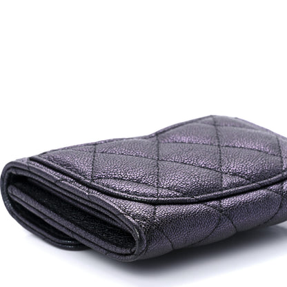 Chanel Iridescent Caviar Quilted Flap Card Holder Wallet Black 9 of 10