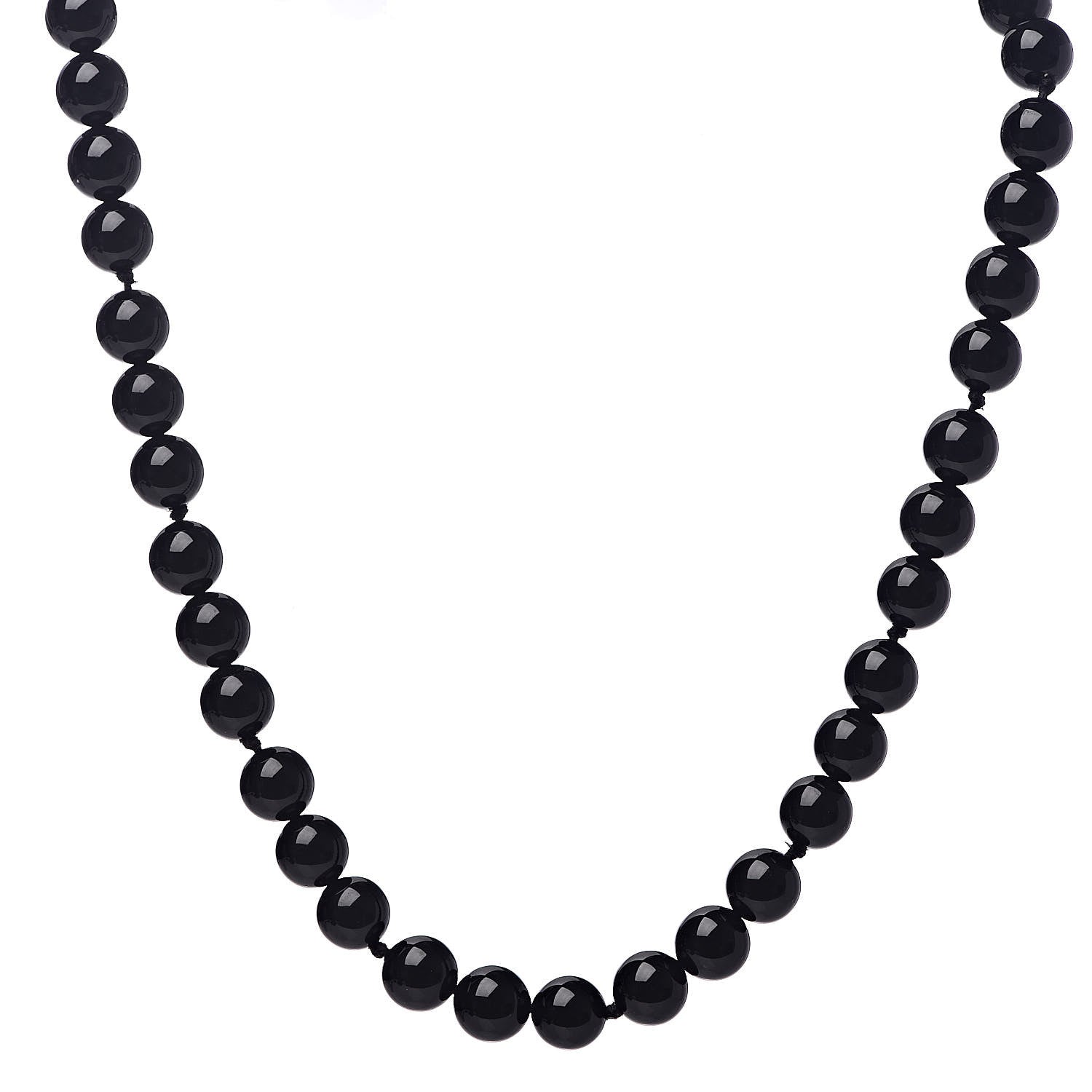 Tiffany Sterling Silver Black Onyx Bead Toggle Necklace 1 of 4