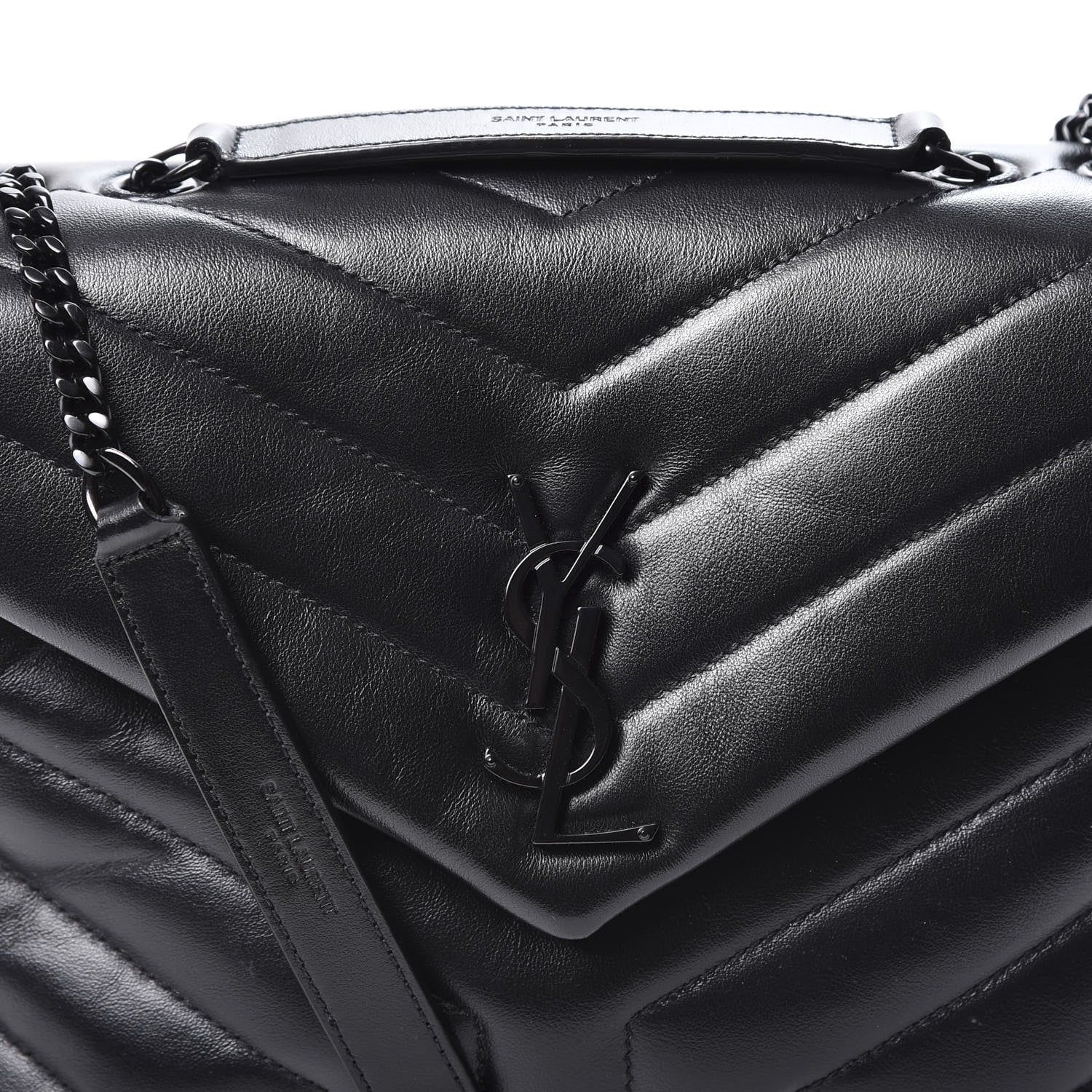 Saint Laurent Calfskin Y Quilted Monogram Small Loulou Chain Satchel Black 9 of 9