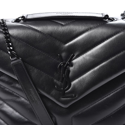 Saint Laurent Calfskin Y Quilted Monogram Small Loulou Chain Satchel Black 9 of 9