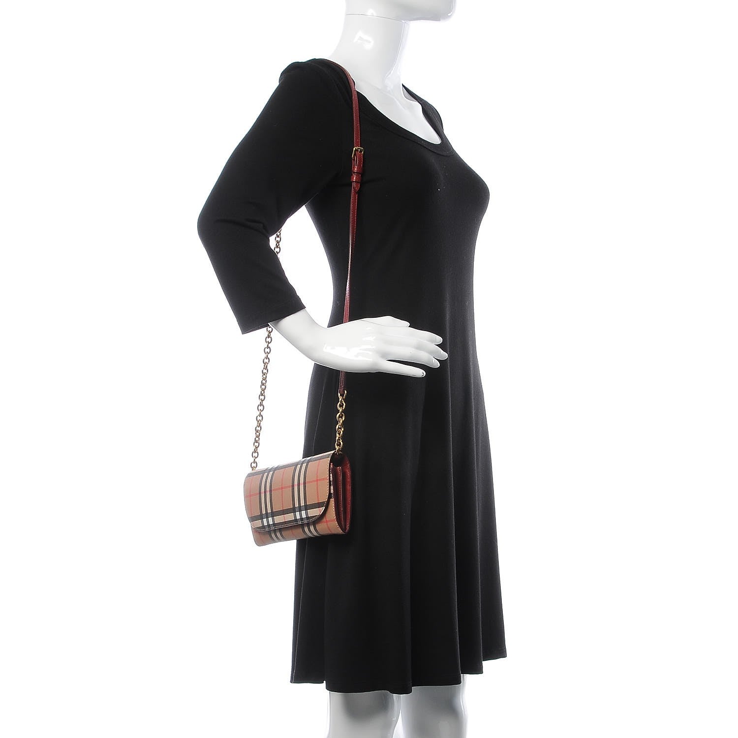 Burberry Vintage Check Henley Wallet On Chain Crimson 10 of 23