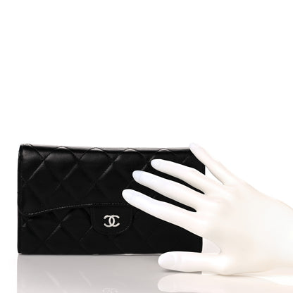 Chanel Lambskin Quilted Large Flap Wallet Black 2 of 11