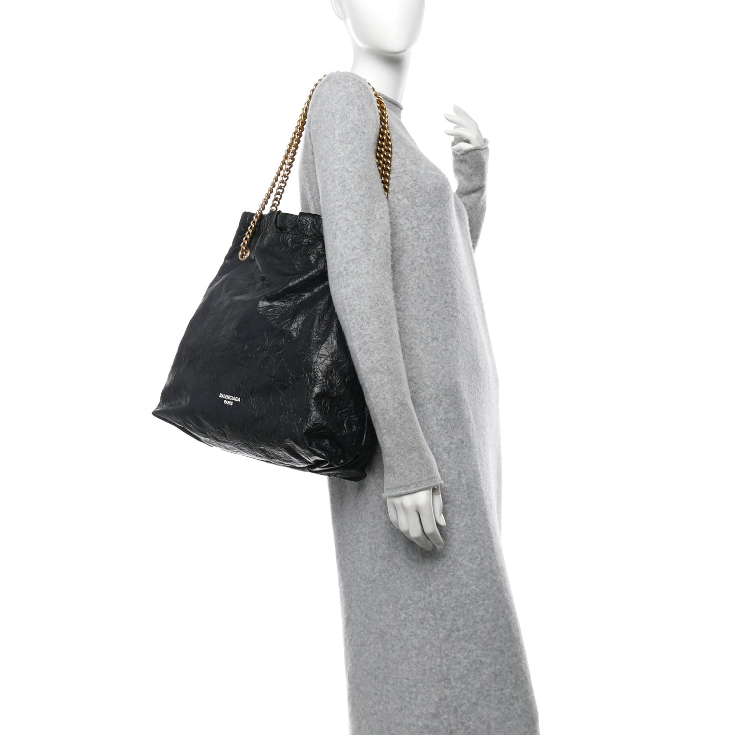 Crushed Calfskin Crush Medium Chain Tote Black