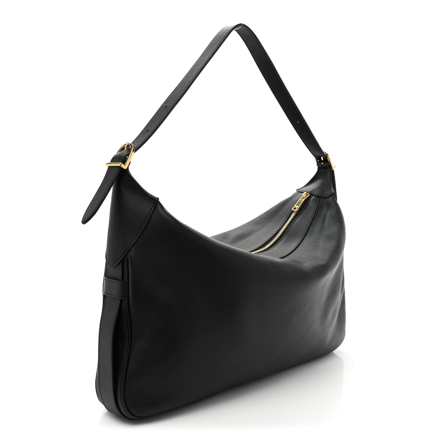 Supple Calfskin Large Romy Shoulder Bag Black