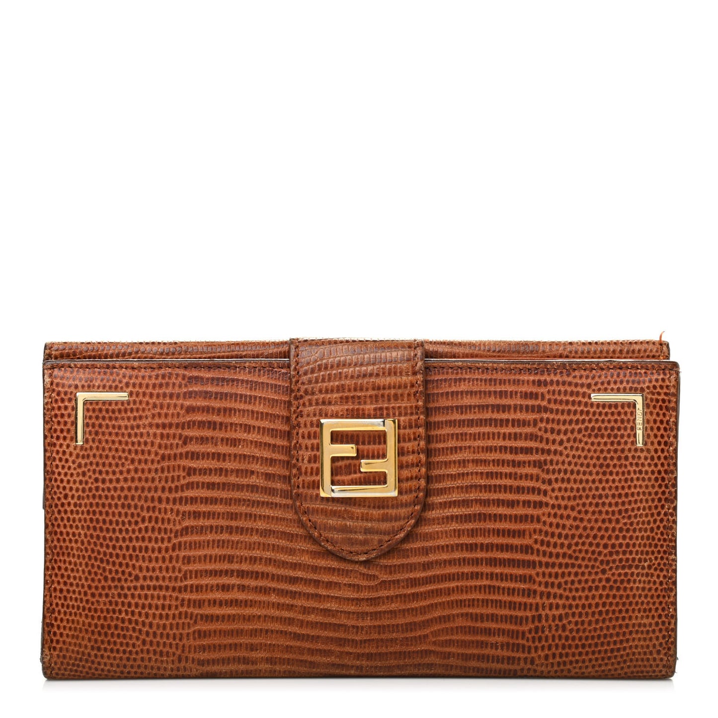 Calfskin Lizard Embossed Continental Wallet Cuoio