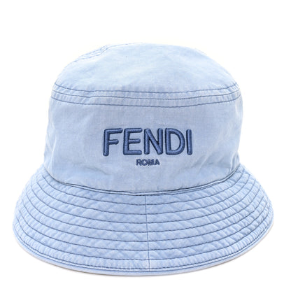 Fendi Woven Fabric Logo Bucket Hat M Celeste 3 of 8
