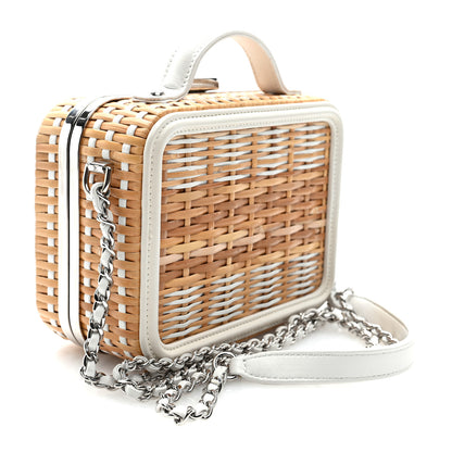 Chanel Raffia Patent Small CC Filigree Vanity Case White 3 of 11