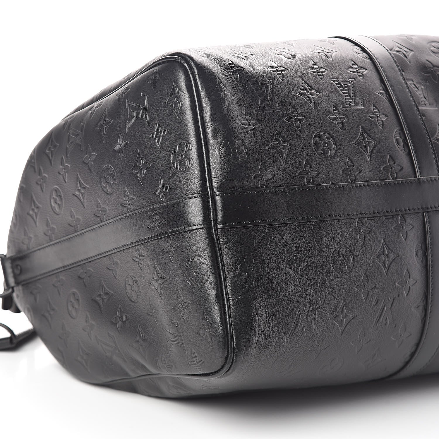 Louis Vuitton Calfskin Shadow Monogram Keepall Bandouliere 50 Black 8 of 10