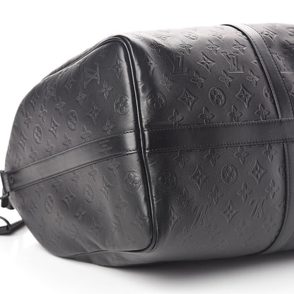 Louis Vuitton Calfskin Shadow Monogram Keepall Bandouliere 50 Black 8 of 10