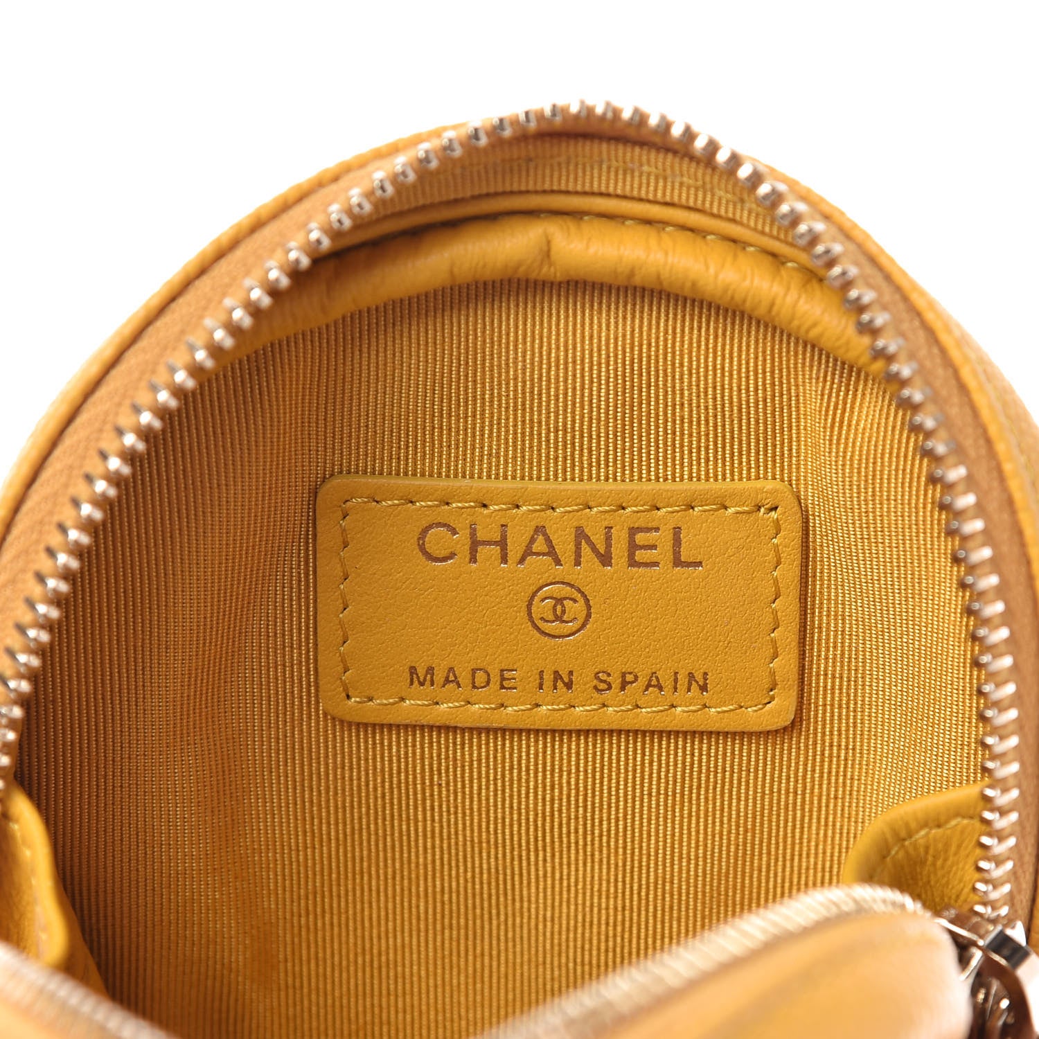 Chanel Caviar Quilted Zip Around Classic Coin Purse Yellow 8 of 10