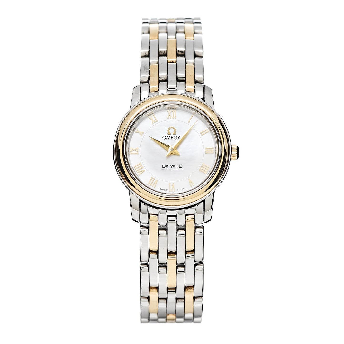 Stainless Steel 18K Yellow Gold Mother of Pearl 22mm De Ville Prestige Quartz Watch 4370.71.00