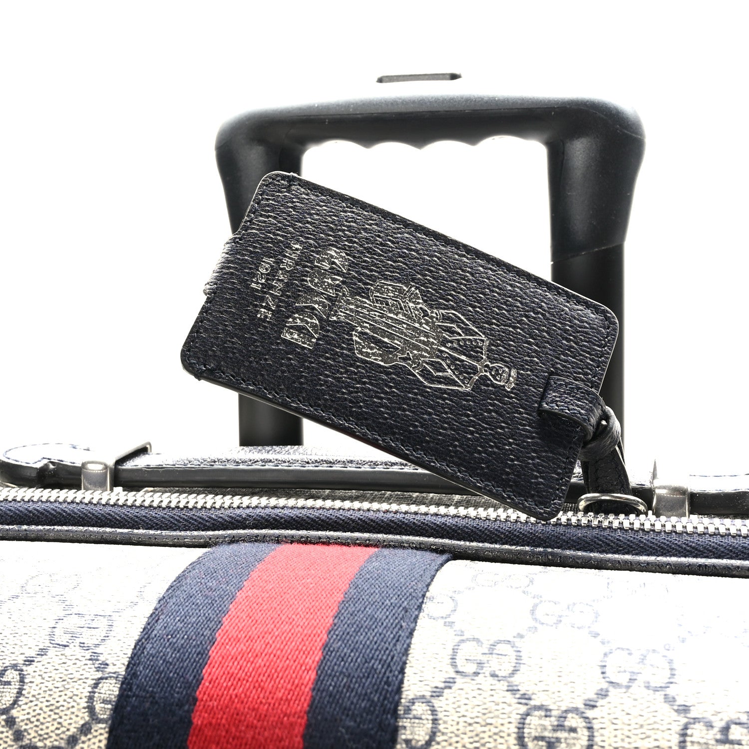 Gucci GG Supreme Monogram Textured Dollar Calfskin Web Savoy Cabin Plus Trolley Beige Blue 9 of 9