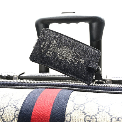 Gucci GG Supreme Monogram Textured Dollar Calfskin Web Savoy Cabin Plus Trolley Beige Blue 9 of 9