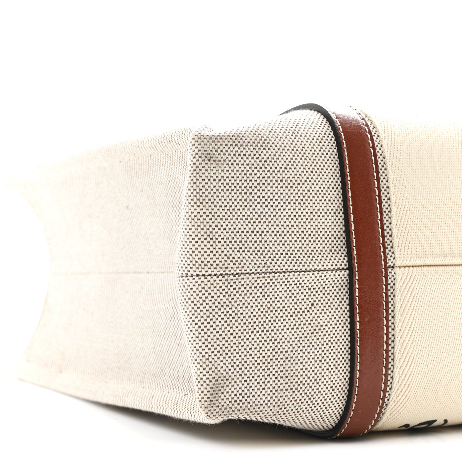 Chloe Cotton Calfskin Medium Woody Ribbon Tote White Brown 9 of 10