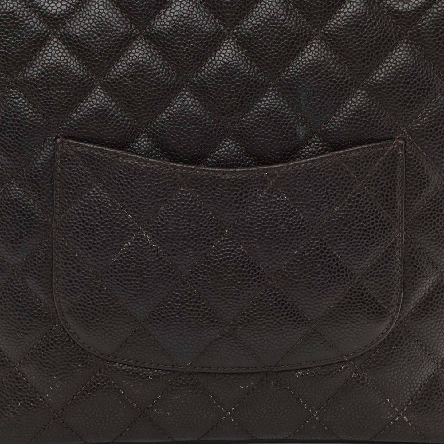 Caviar Quilted Petit Shopping Tote PST Dark Brown