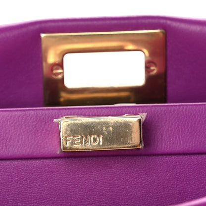 Fendi Shearling Nappa Macro FF 1974 Mini Peekaboo Iconic Satchel Bouganville Magenta Lilac 5 of 12