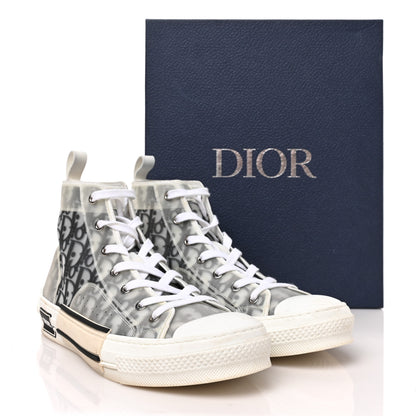 Christian Dior Technical Canvas Oblique Mens B23 High Top Sneakers 44 White Black 8 of 8
