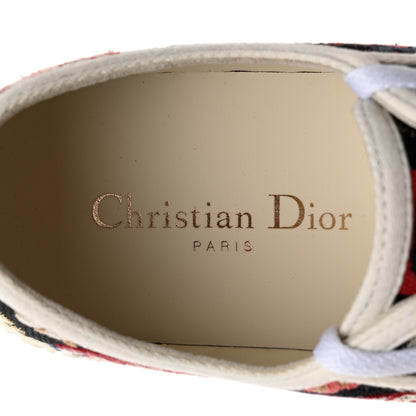 Christian Dior Cotton Floral Pop Embroidered Walk'N'Dior Low Top Sneakers 38 Red Multicolor 6 of 9