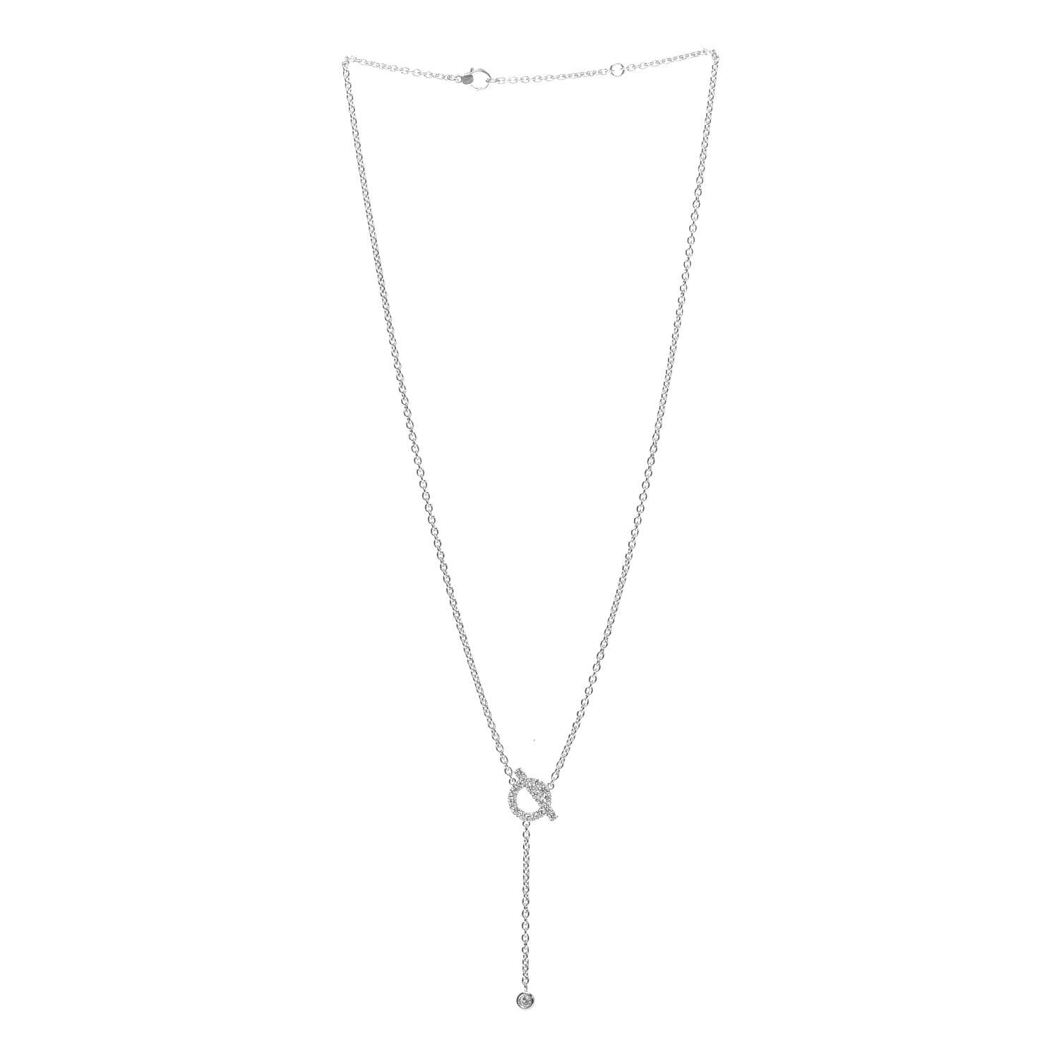Hermes 18K White Gold Diamond Finesse Lariat Necklace 3 of 5