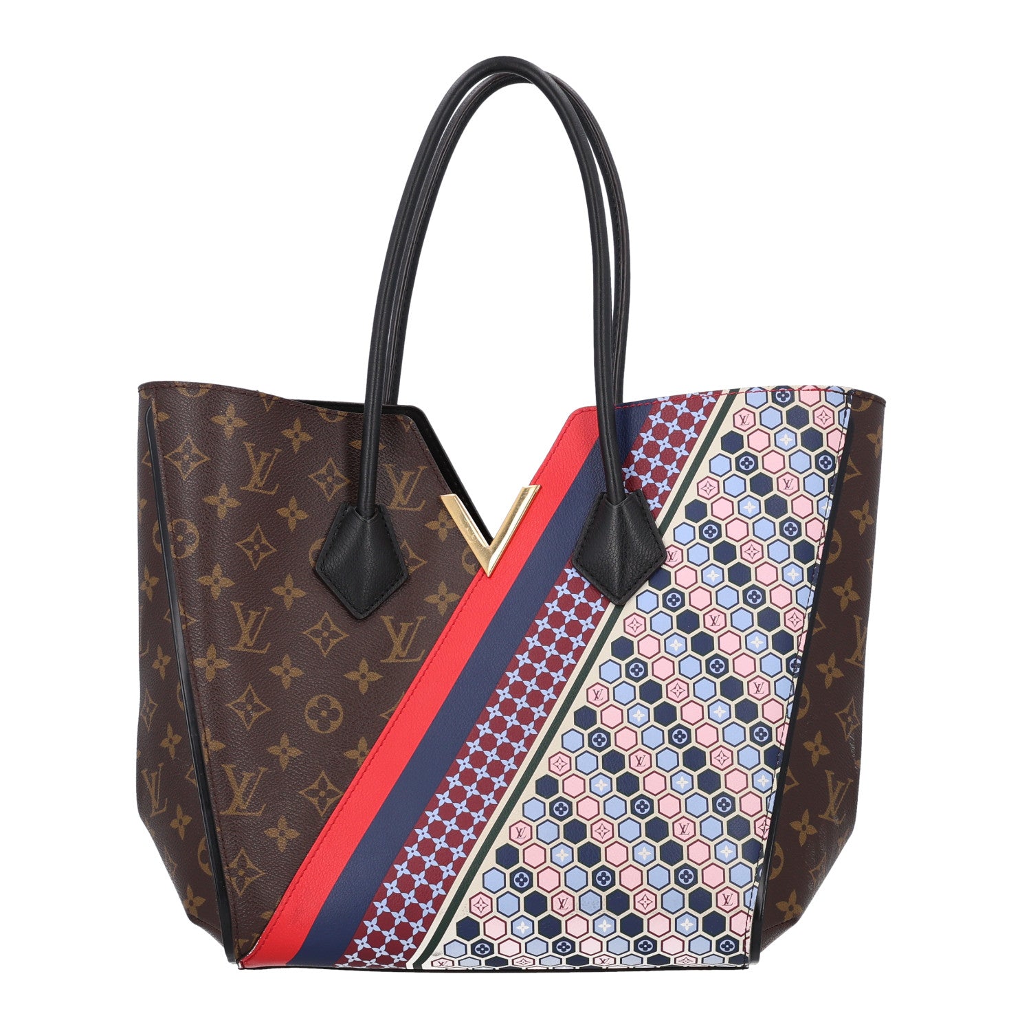 Louis Vuitton Calfskin Monogram Kimono Tote MM Rouge Navy 1 of 10