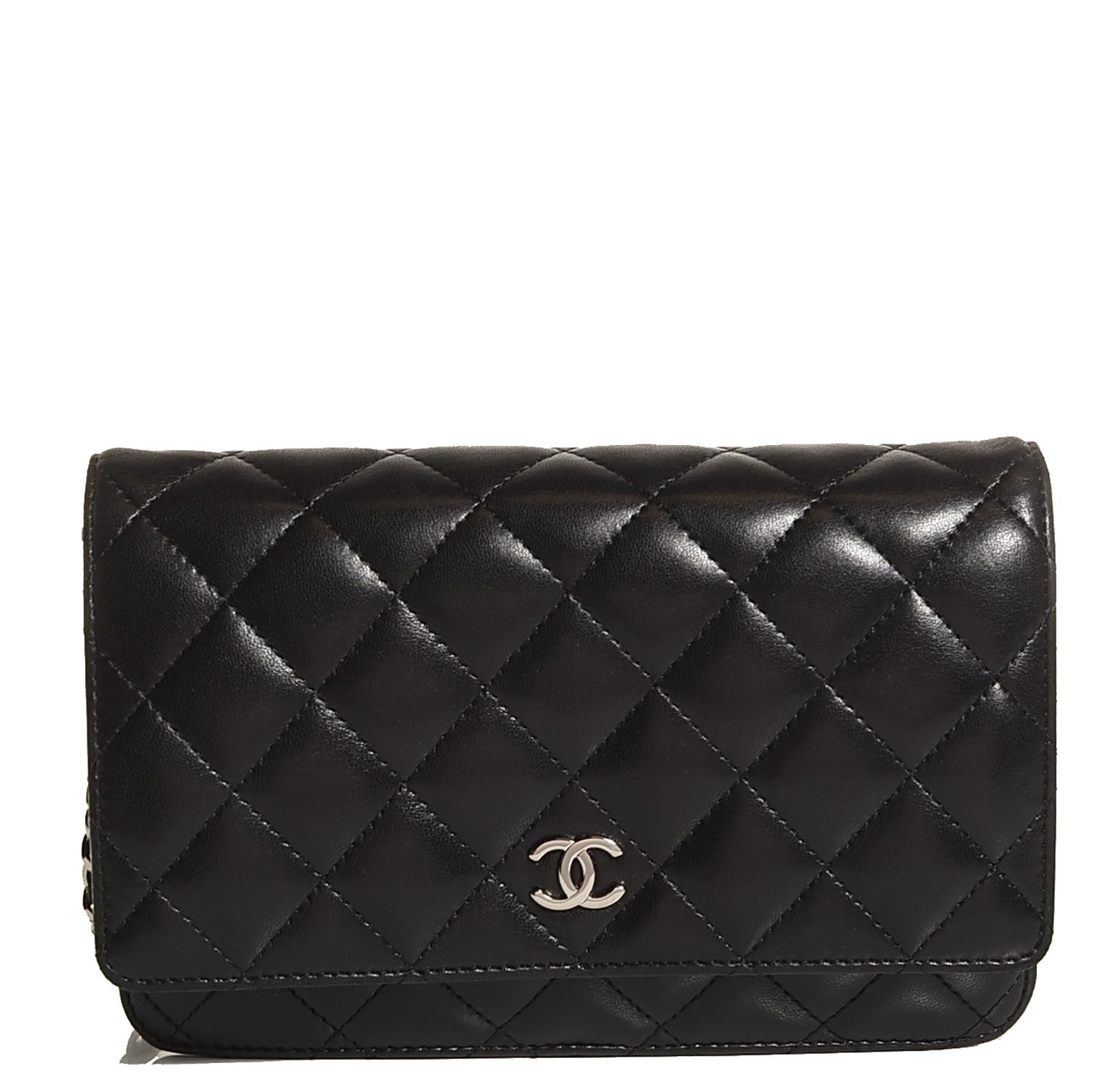 Chanel Lambskin Quilted Wallet On Chain WOC Black 1 of 8