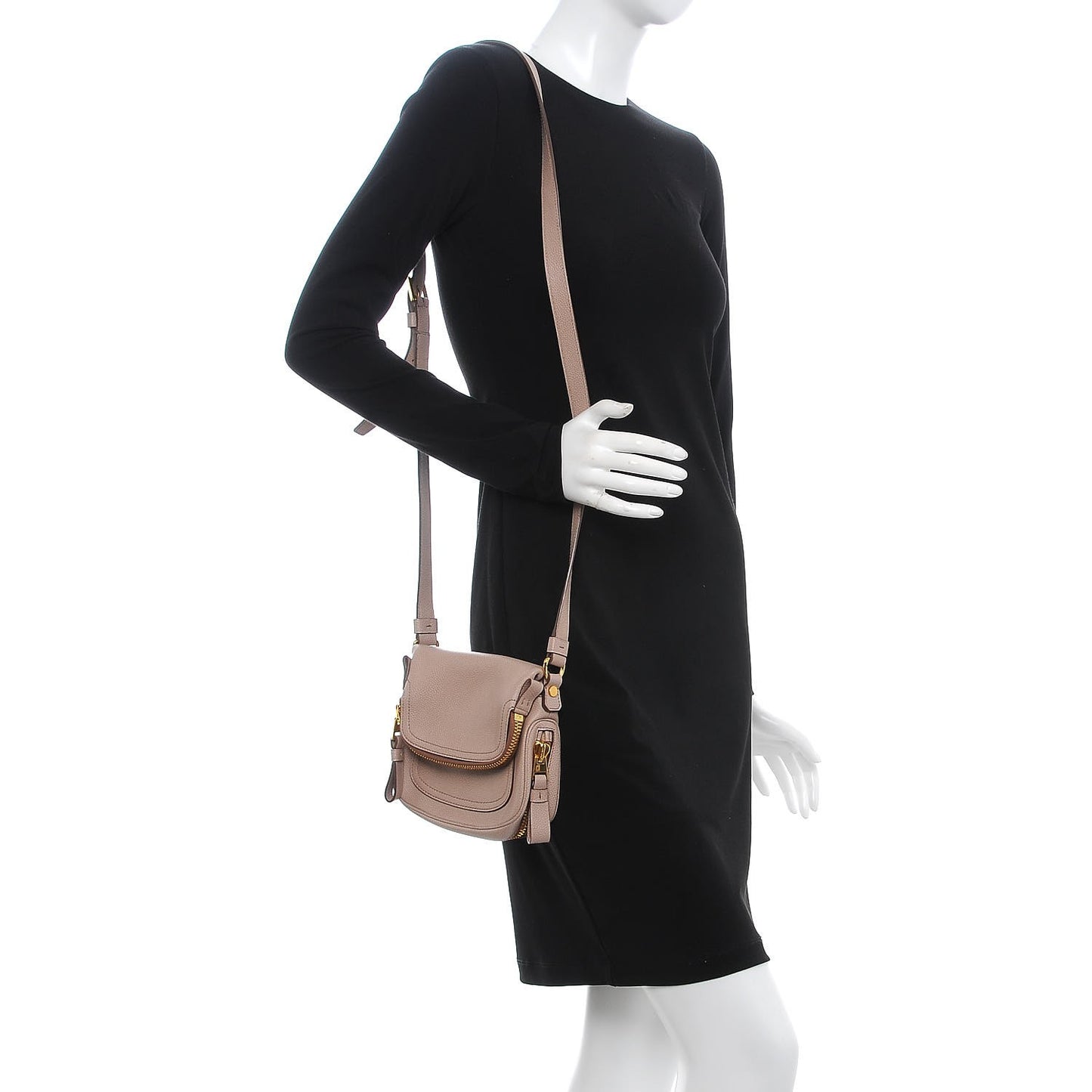 Pebbled Calfskin Jennifer Mini Crossbody Bag Blush Nude
