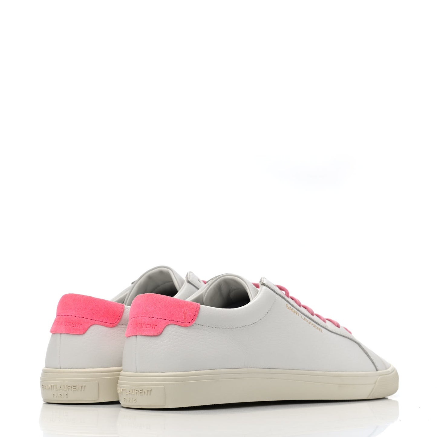 Grained Calfskin Andy Low Top Sneakers 41 Optical White Fuxia Fluo