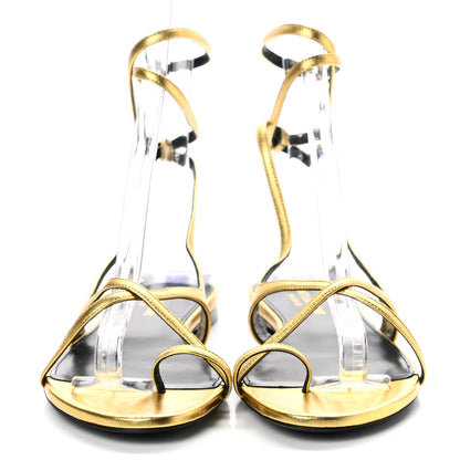 Saint Laurent Metallic Lambskin Gia 05 Ankle Sandals 37.5 Oro 2 of 7