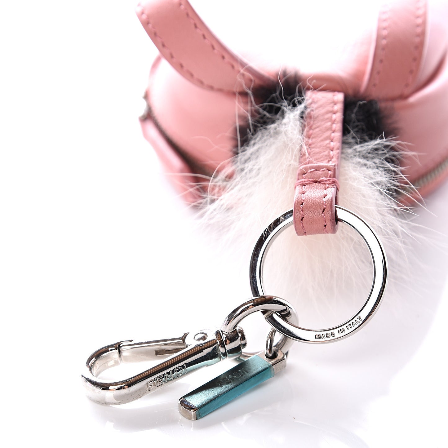 Vitello Dolce Elaphe Crystal Nutria Fox Fur Monster Eyes Mini Backpack Charm Bois de Rose Black Multicolor